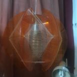 A Rare 1960's West German Lucite and string Spirograph light shade with glass insert shade.