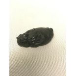 Antique Highly carved Chinese black jade foo dog turtle sculpture.