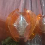 A Rare 1960's West German Lucite and string Spirograph light shade with glass insert shade.