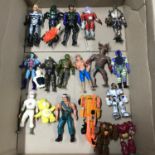 A Collection of mixed vintage action figures, Which includes Towns Ltd Sector figures, He-Man