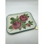 A Wemyss Ware cabbage rose design tray. Measures 1.5x25x20cm