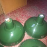 A Pair of Benjamin green enamel industrial lights