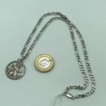 A Georg Jensen 925 Sterling silver St. Christopher pendant together with 925 silver curb necklace