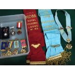 A Lot of Masonic and Roll of Honour Royal Buffalo order medals and ribbons. Includes sash for K.O.