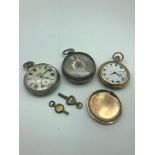 A Chester silver cased pocket watch, plated pocket watch and Army Services pocket watch, all in need