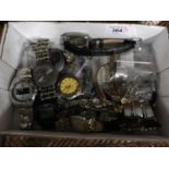 A Box of assorted watches and costume jewellery