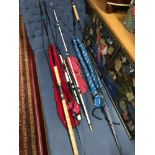 Diawa 9'6' Osprey trout fly rod with bag, Penn 10' progression spinning rod with bag and sea boat/