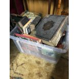 A Large box of antique and collectors books which includes a Holy Bible, Military books, Operation