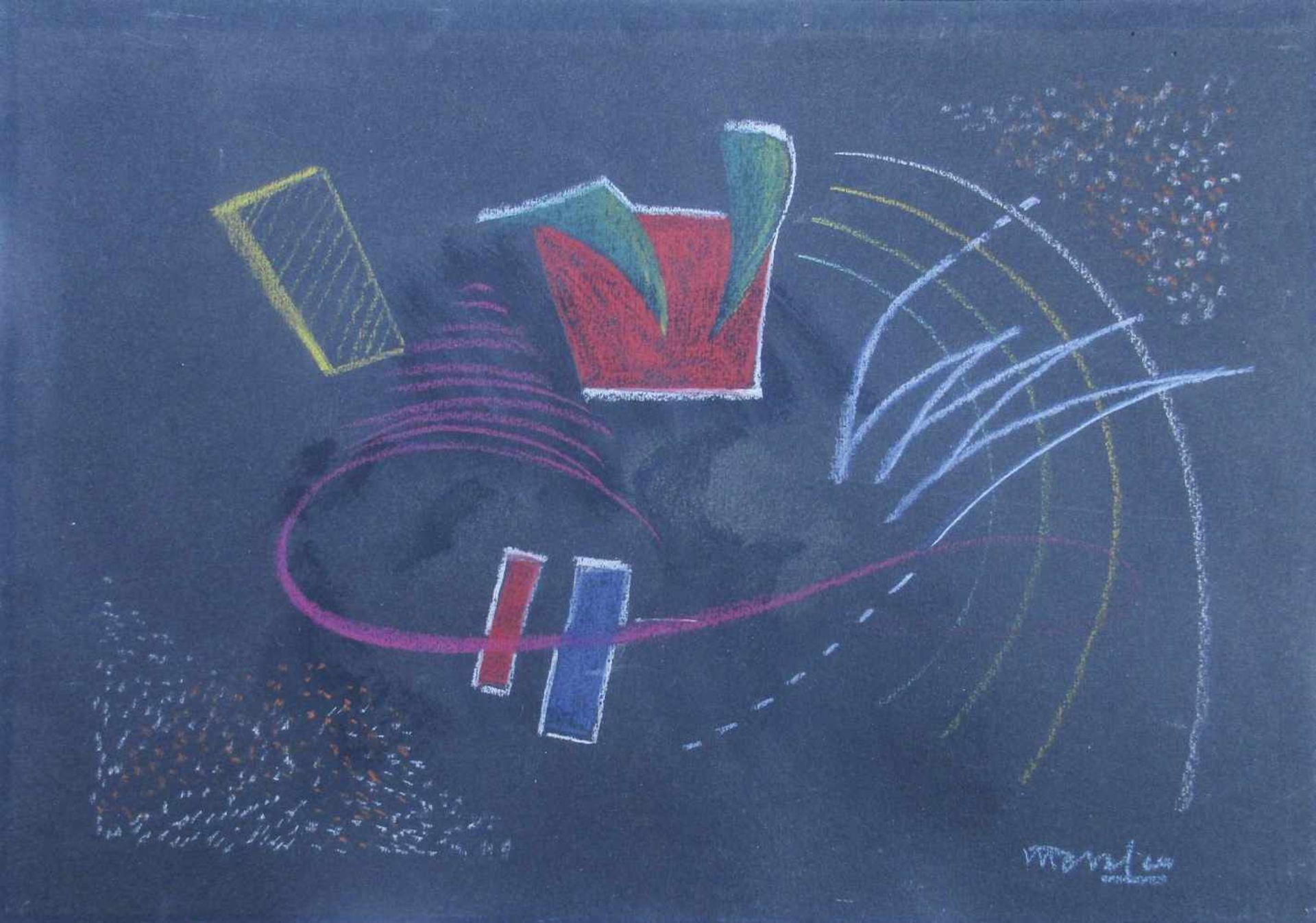 Antonio Marasco (1896 - 1975)Abstrakte Komposition 1968-72 ca. Pastell auf schwarzem Karton, 23,3