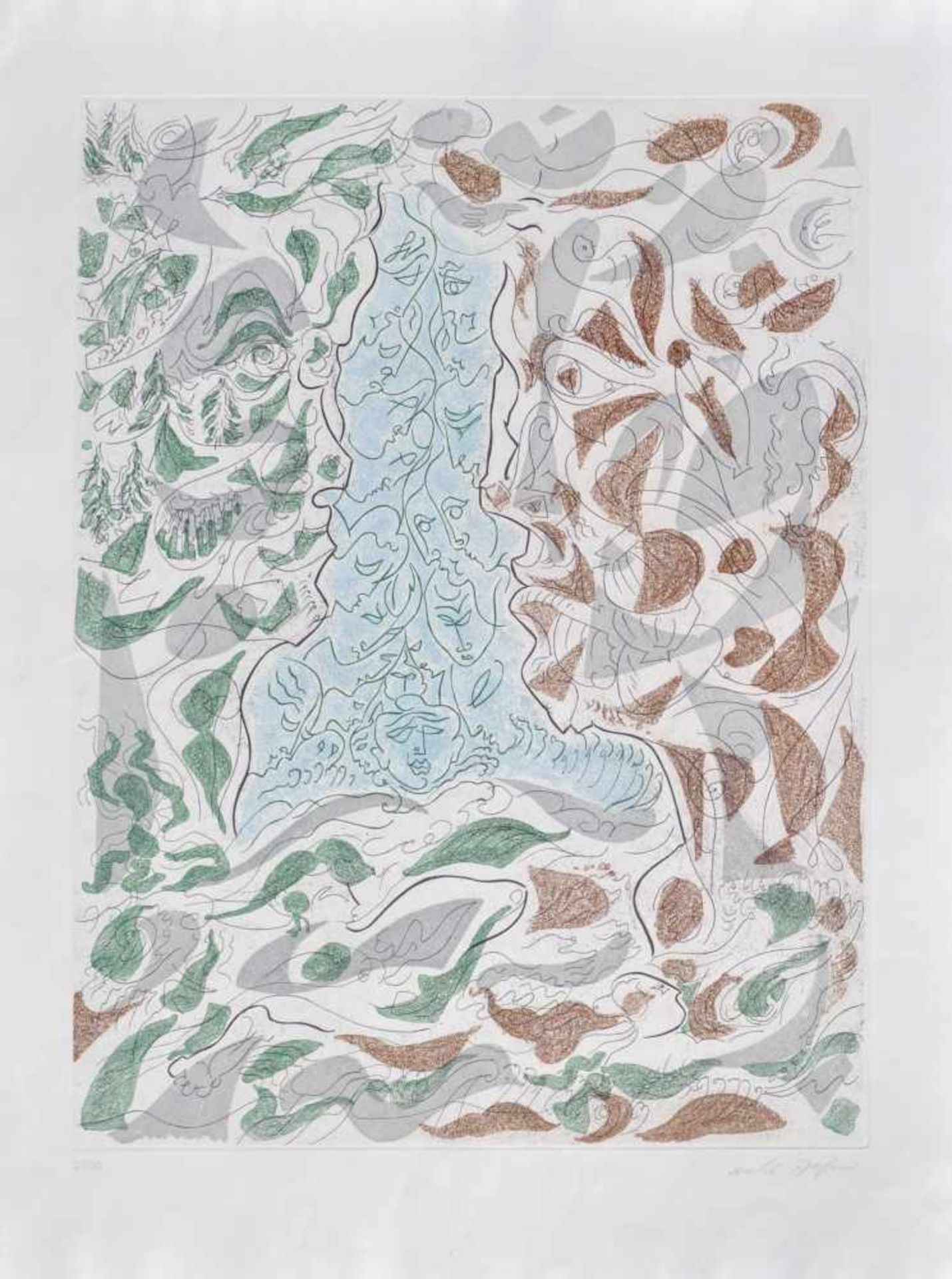 André Masson Hommage à Picasso, 1973;Farbaquatinta, 59 x 45 cm (Platte) Handsigniert u.