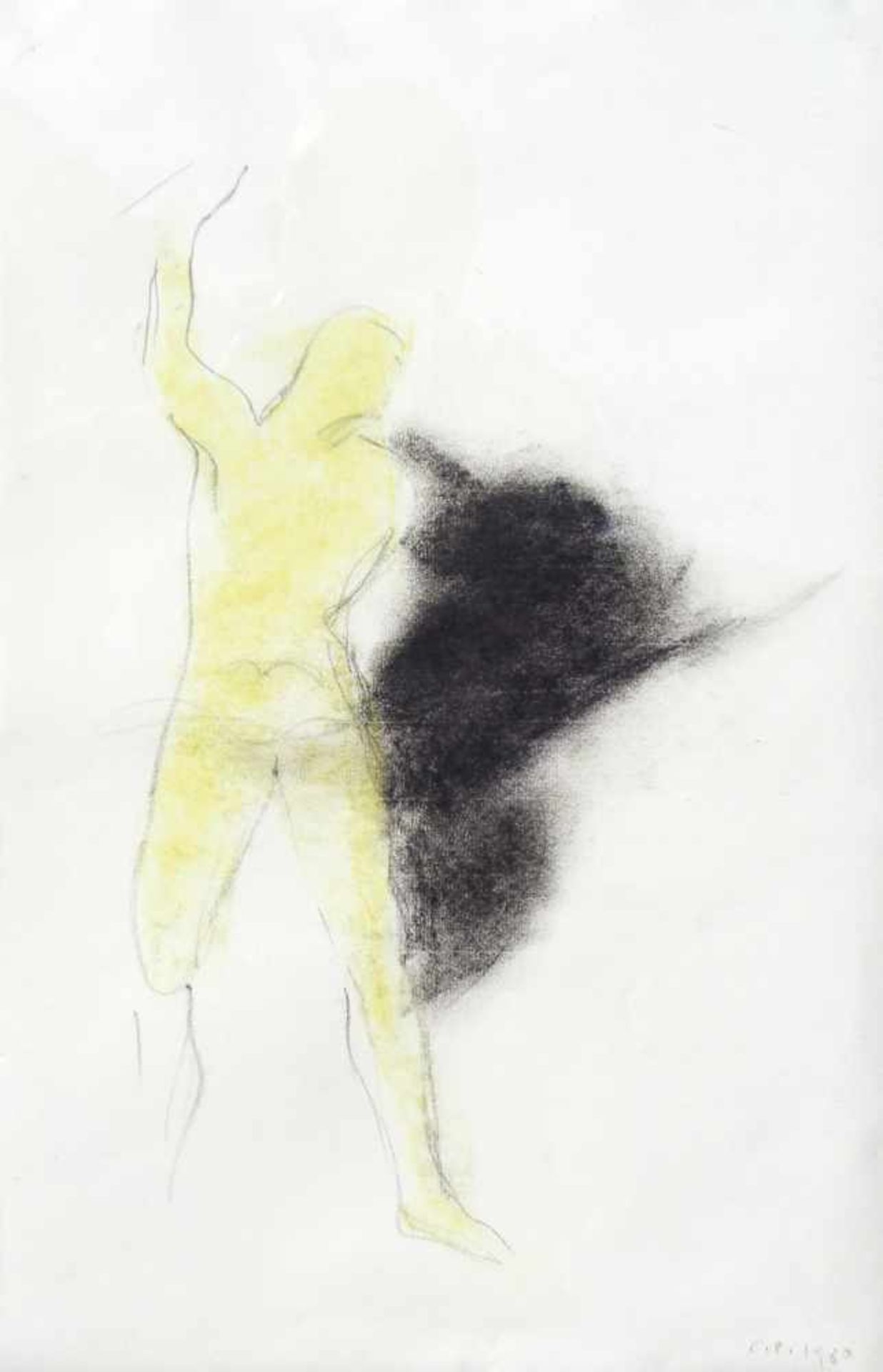 Claudio Parmiggiani (Luzzara 1943)Mensch im Kampf mit dem eigenen Schatten, 1980;Aquarell,