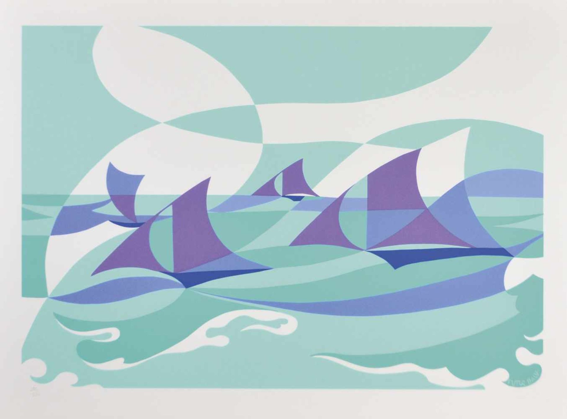 Giacomo Balla (Turin/Torino 1871  Rom/Roma 1958)Linee forza di mare, 1919/1982;Farbserigraphie,