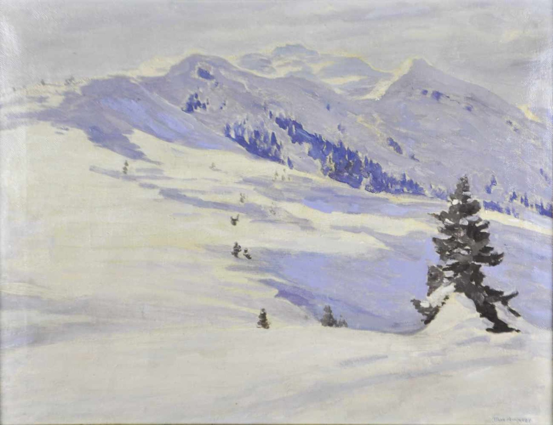 Max Angerer (Schwaz 1877  Schwaz 1955)Winterlandschaft;Öl auf Leinwand, 53 x 68 cm, gerahmt