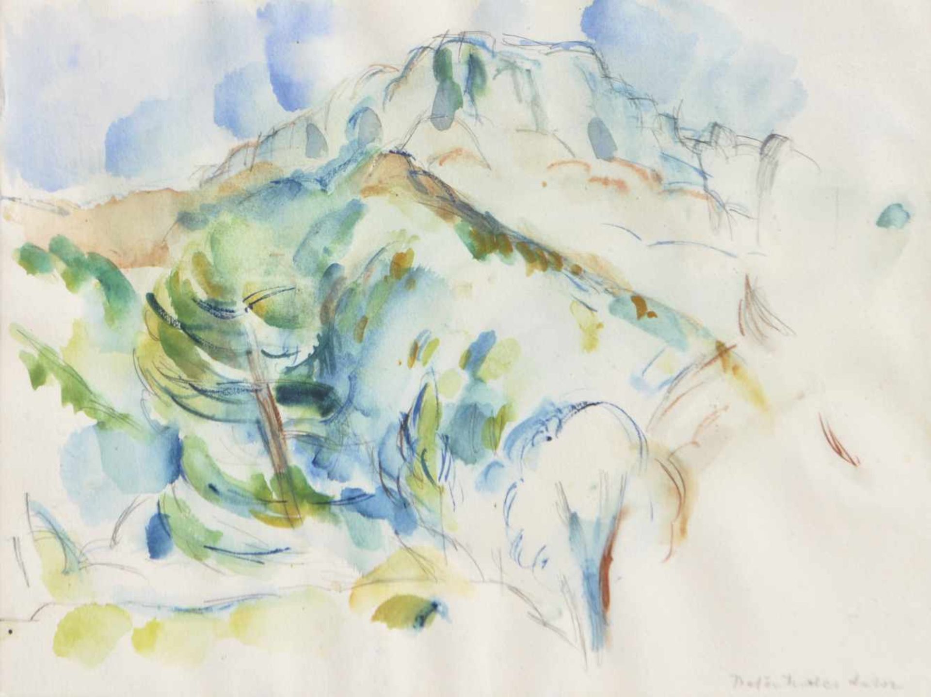 Anton Tiefenthaler (Mils bei Hall 1929  Innsbruck 1982)Landschaft mit Bäumen;Acquerello, 26 x 34,
