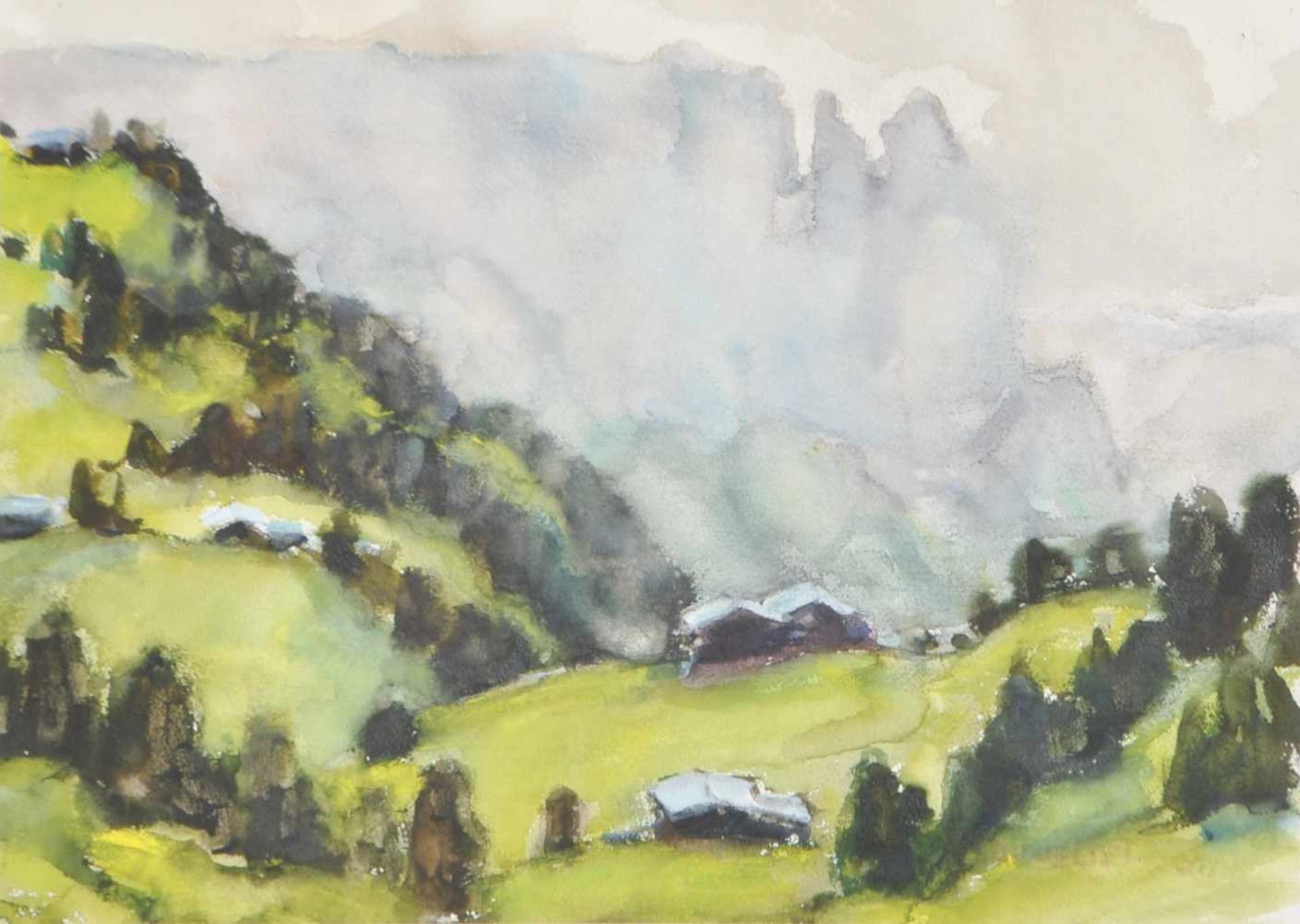 Hubert Mumelter (Bozen/Bolzano 1896  1981)Schlern;Aquarell, 35,5 x 50 cm, gerahmt Signiert