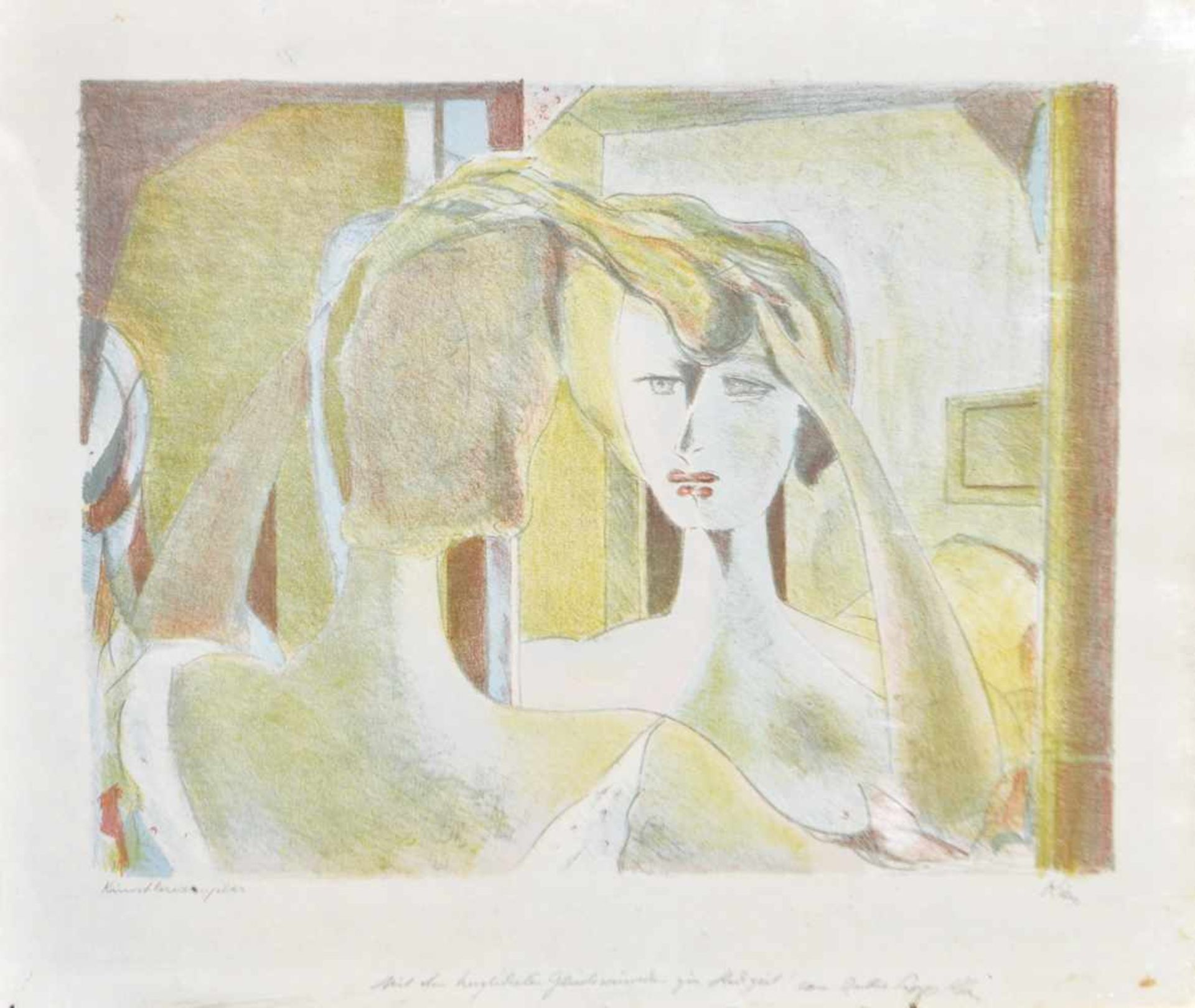 Kien (Josef Kienlechner) (Dessau 1903  Bracciano 1985)Im Spiegel;Lithografie, 43 x 52 cm