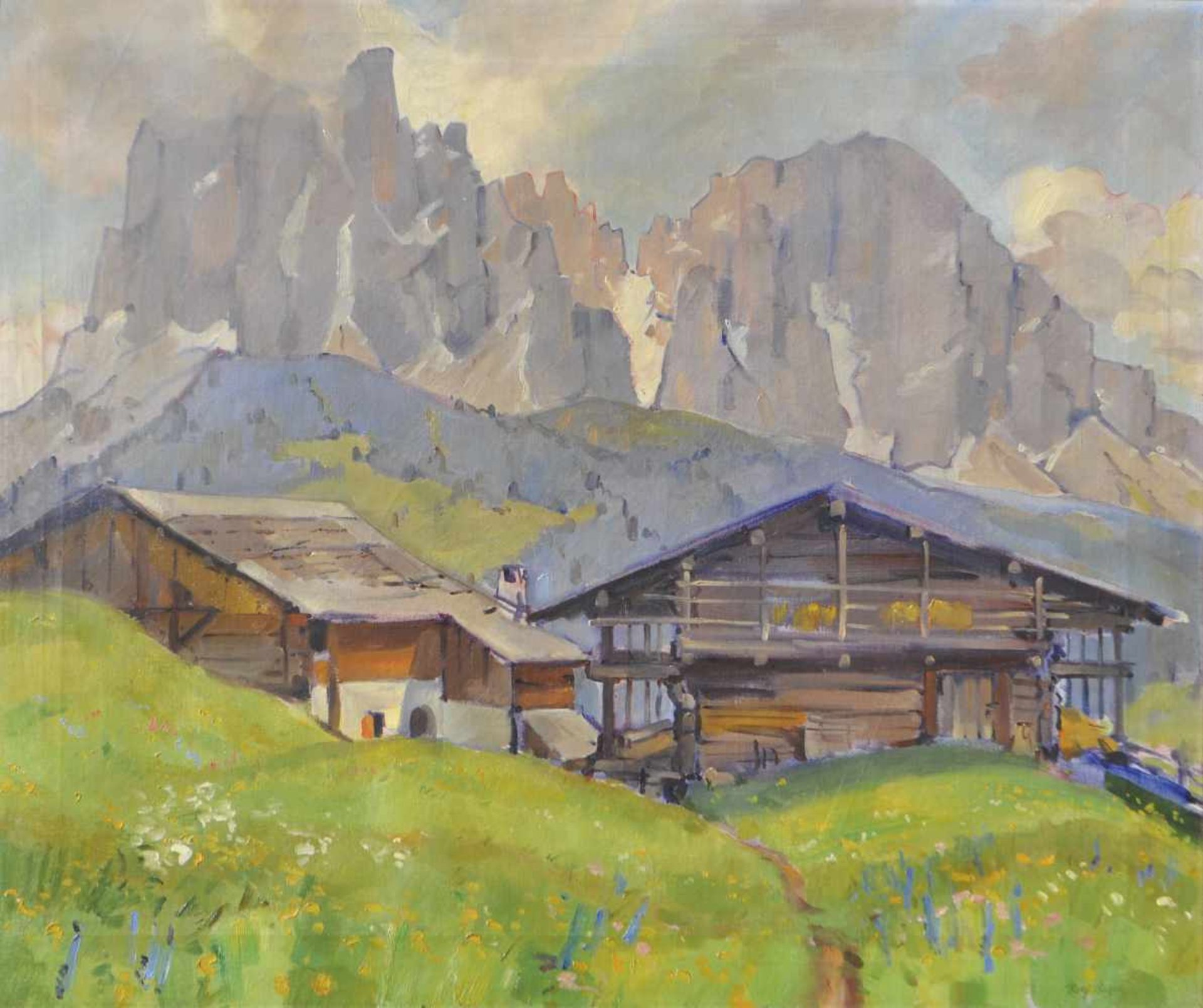 Rolf Regele (Bozen/Bolzano 1899  1987)Dolomitenlandschaft;Öl auf Leinwand, 74 x 88 cm, gerahmt