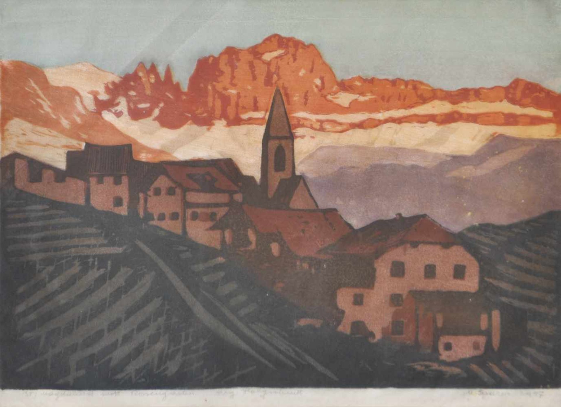 Max Sparer (Söll, Tramin/Termeno 1886  Bozen/Bolzano 1968)St. Magdalena mit Rosengarten, 1947;