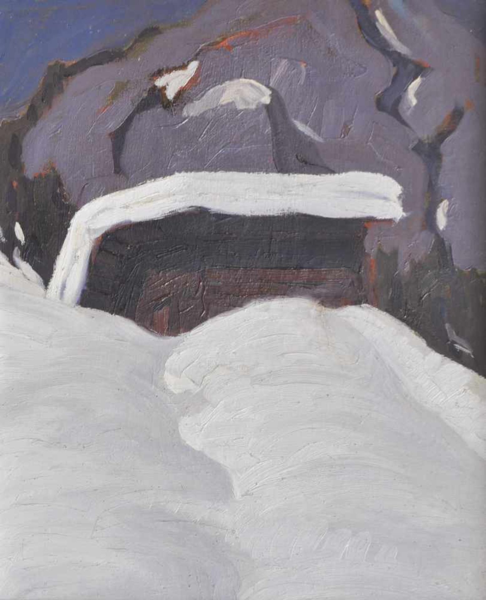 Karl Ihler zugeschrieben/attribuito Tiroler Winterlandschaft, um 1930;Öl auf Platte, 60 x 48 cm,