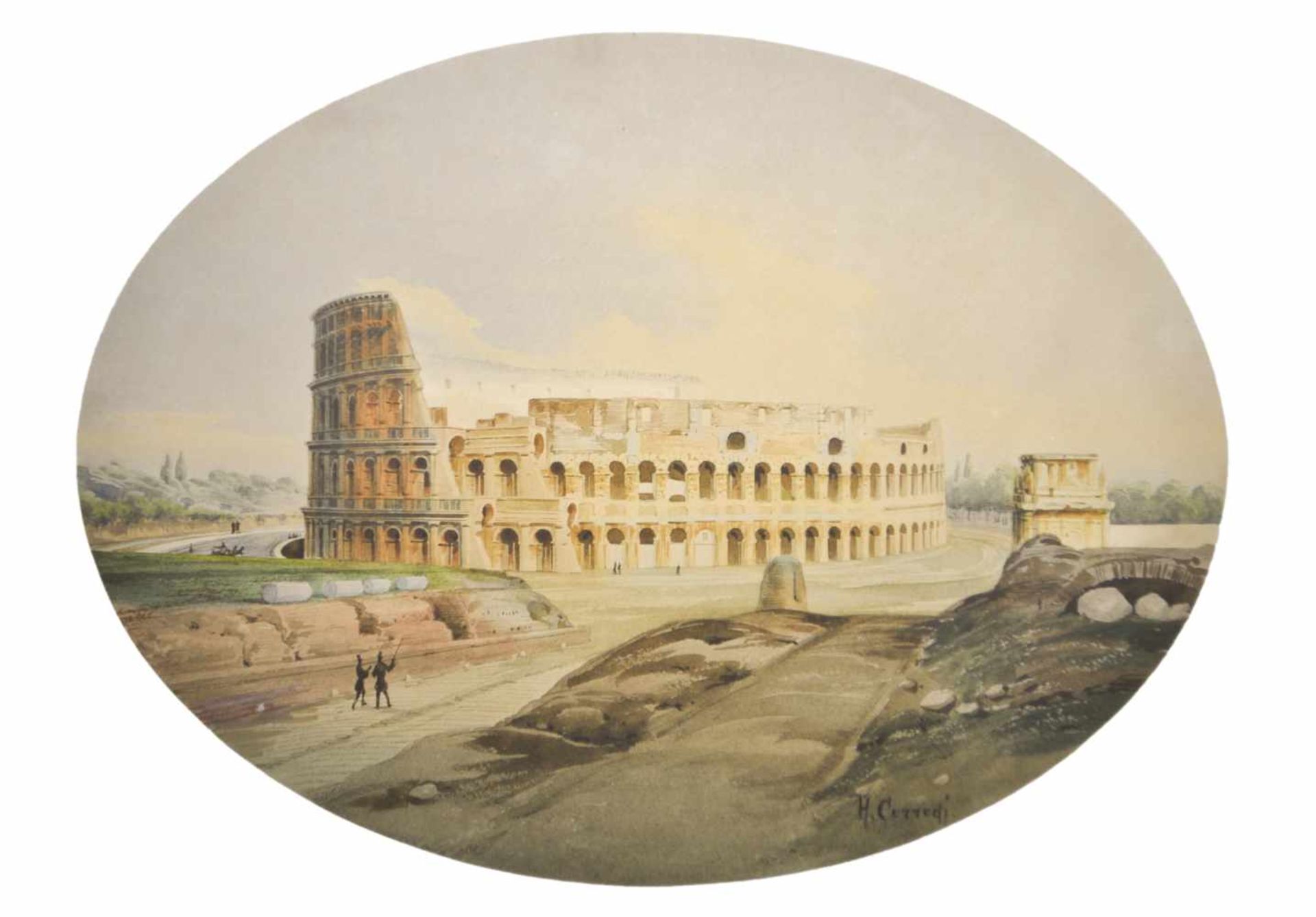 Hermann Corrodi (Frascati 1854  Rom/Roma 1905)Kolosseum Rom;Aquarell, 26,2 x 35,3 cm Signiert