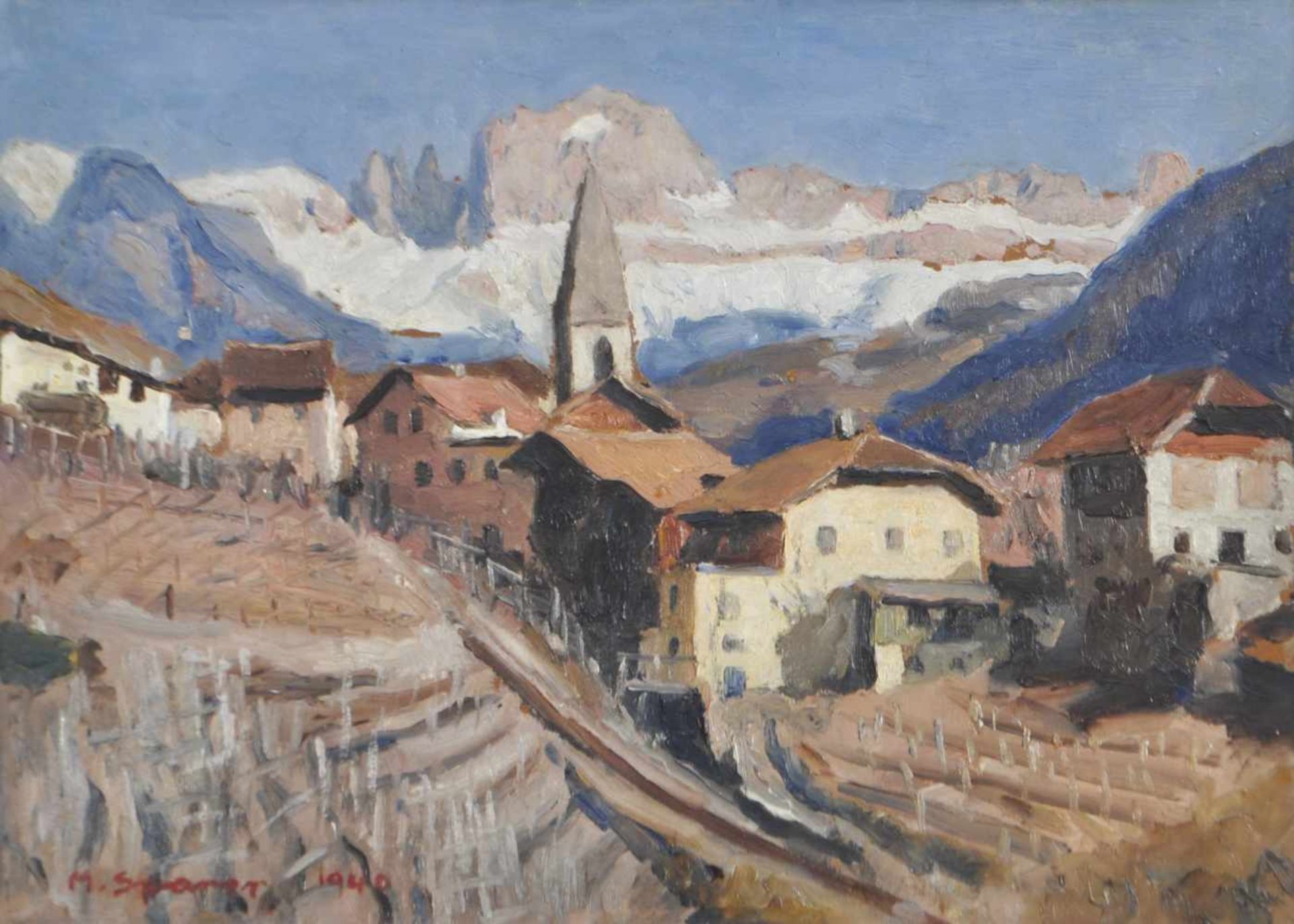 Max Sparer (Söll, Tramin/Termeno 1886  Bozen/Bolzano 1968)St. Magdalena mit Rosengarten, 1940;Öl