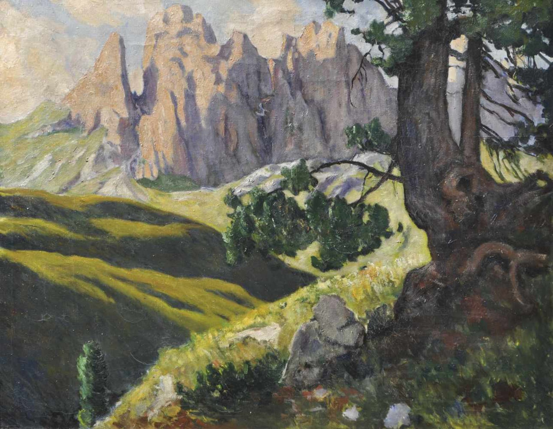 Max Sparer (Söll, Tramin/Termeno 1886  Bozen/Bolzano 1968)Dolomitenlandschaft;Öl auf Leinwand, 88,5
