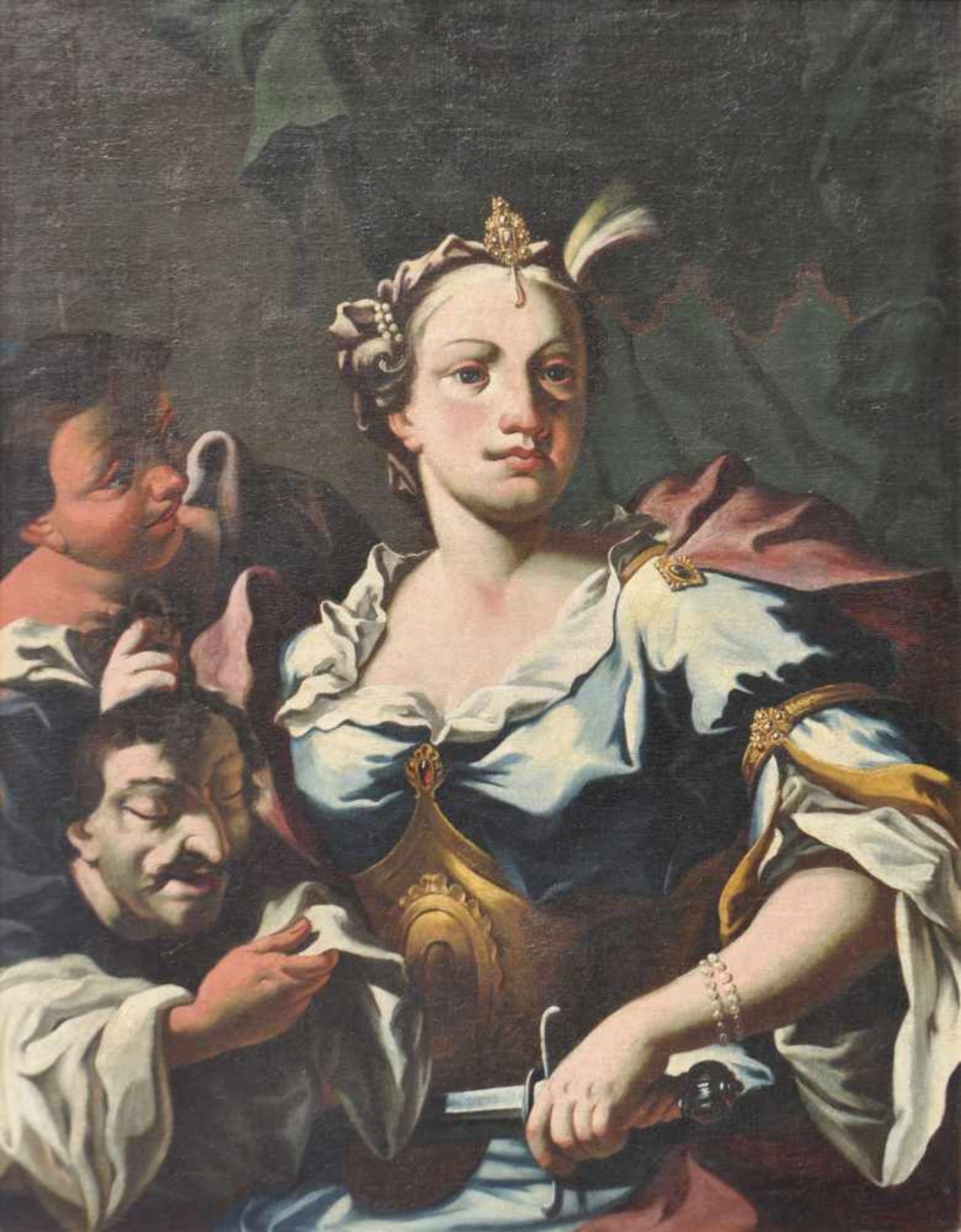 Maler um 1700/Pittore del 1700 ca. Judith mit dem Haupt des Holofernes;Öl auf Leinwand, 84,5 x 66
