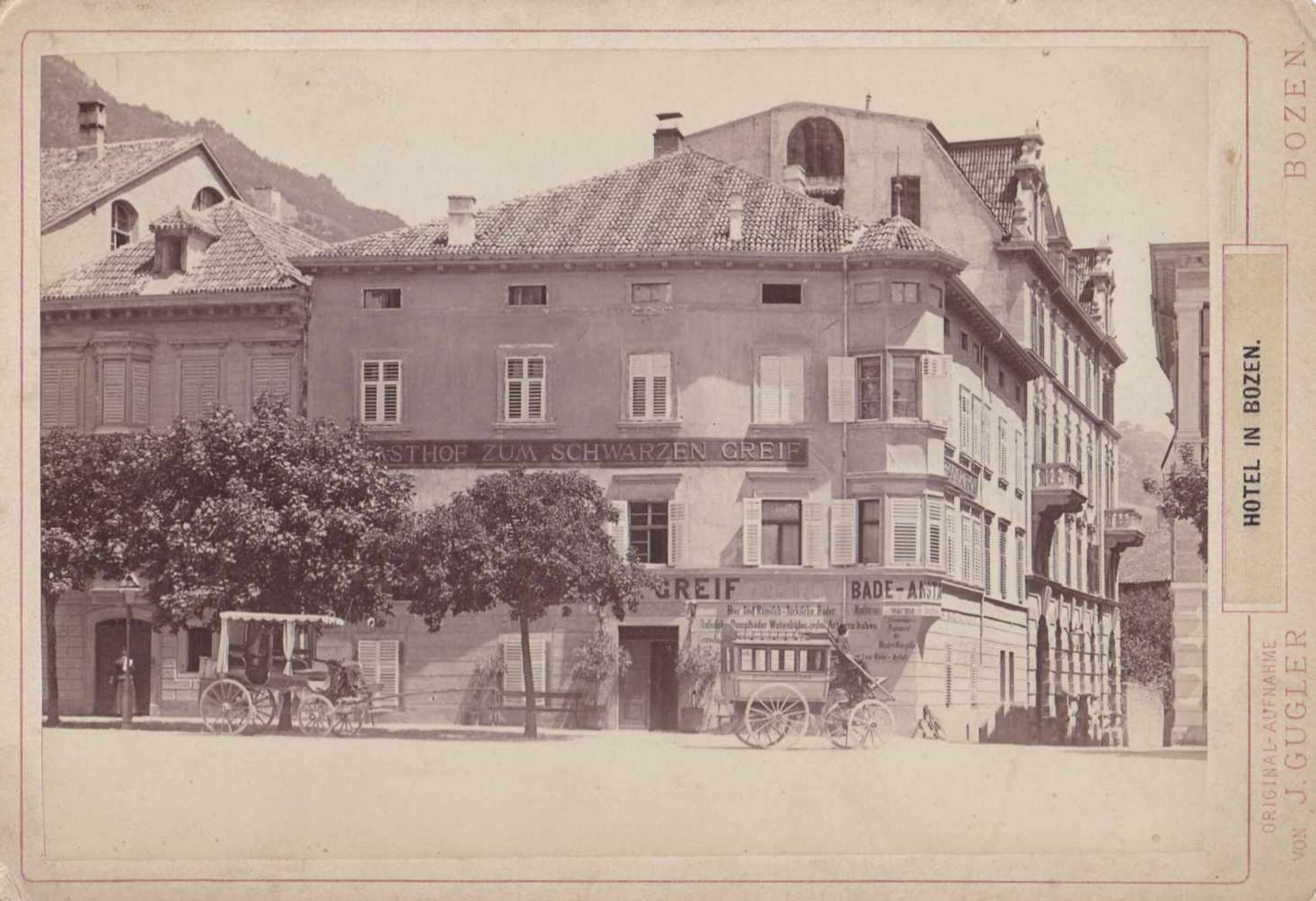 Johann Gugler / Römmler & Jonas, Dresden Walther-Denkmal in Bozen..., um 1887/93;Gasthof zum