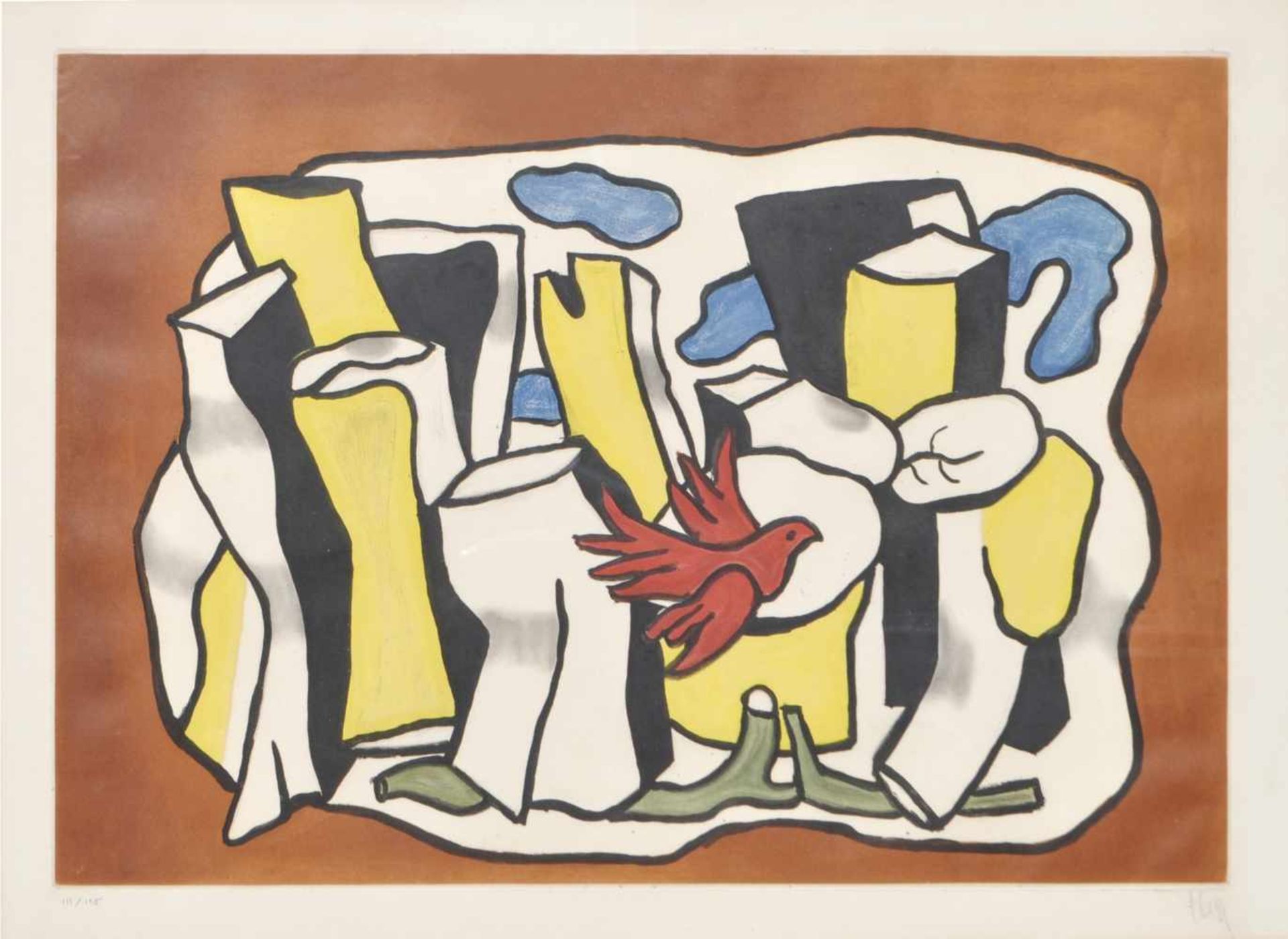 Ferdinand Leger (Argentan 1881  Gif-Sur-Yvette 1955)Loiseau rouge dans le bois, 1953;