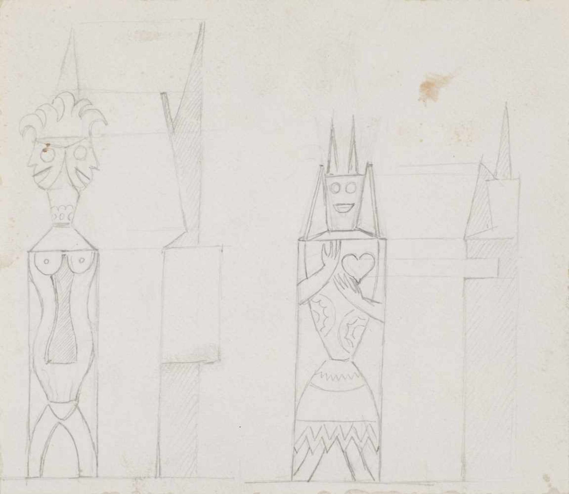 Fortunato Depero (Fondo 1892  Rovereto 1960)Scultore-Idolo (für Veglia futurista), 1923;Bleistift