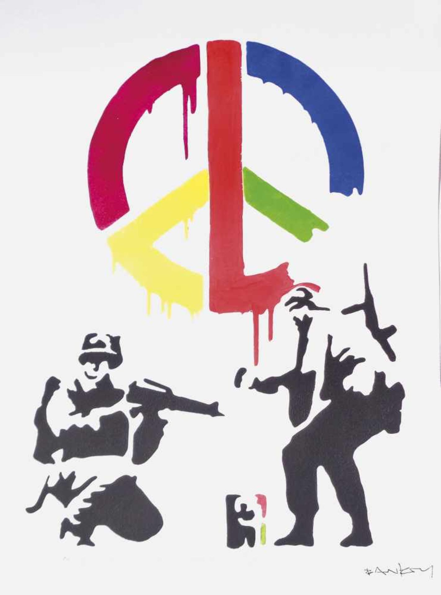 Banksy (1974)CDN Rainbow Soldiers, 2019;Stencil/Spray, 40 x 30 cm, Verlag C-and-S Luxemburg,
