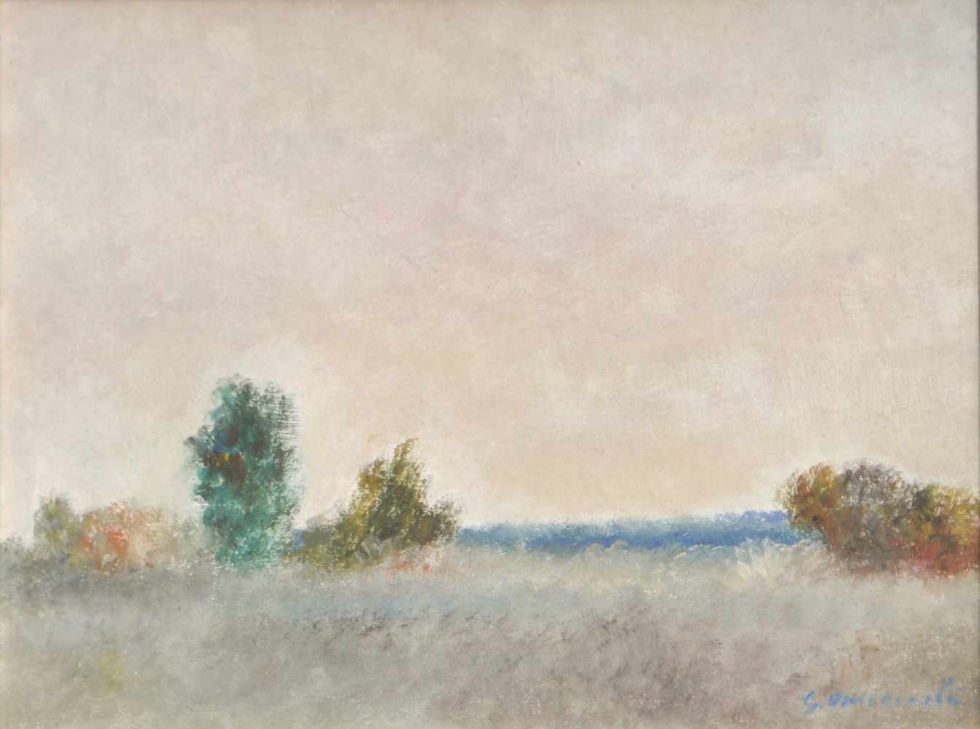 Giovanni Omiccioli (Rom/Roma 1901  1975)Landschaft;Öl auf Karton, 40 x 50 cm Verso persönliche