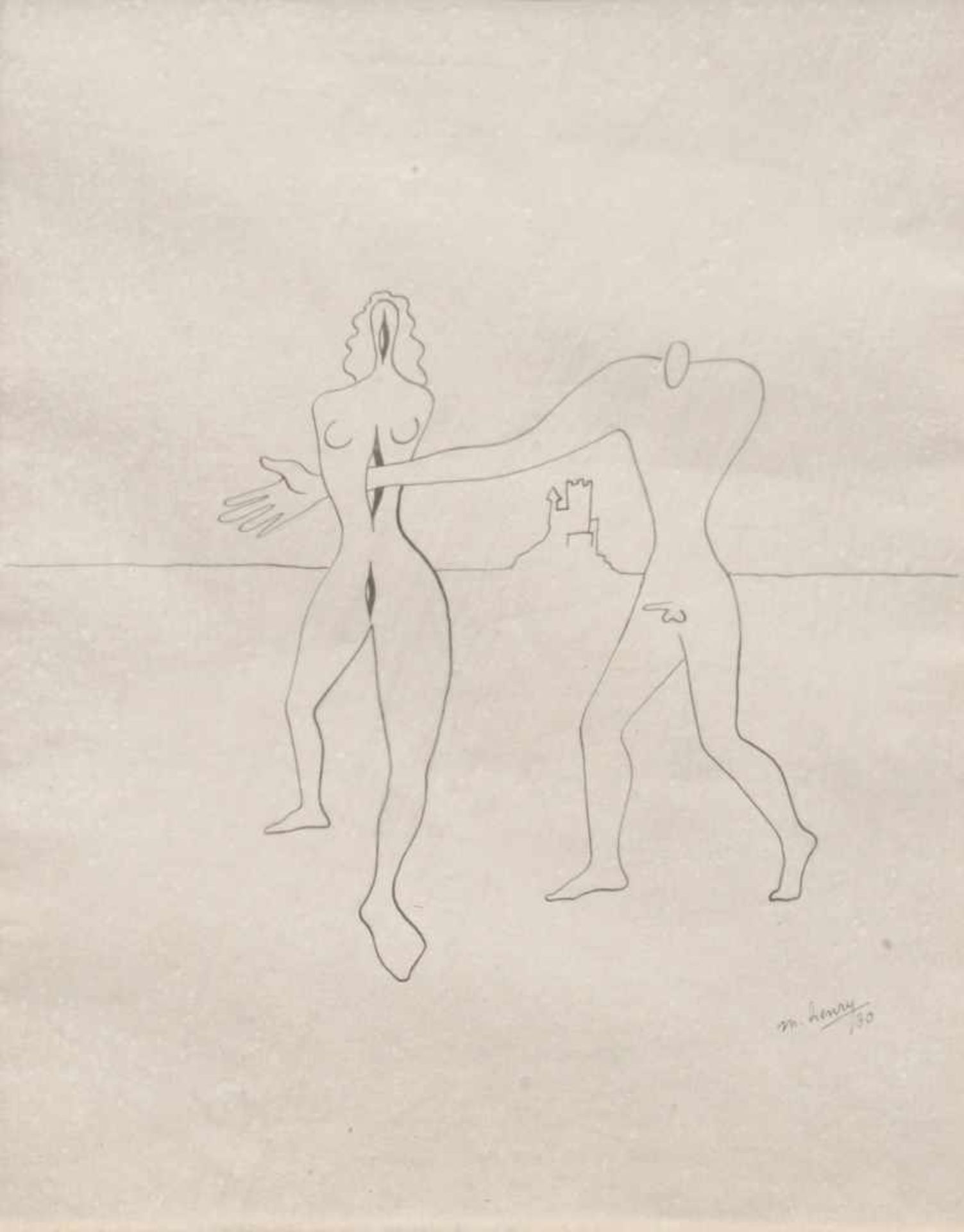 Maurice Henry (Cambrai 1907  Mailand/Milano 1984)Figure surrealiste, 1930;Tusche auf Papier, 26,5 x