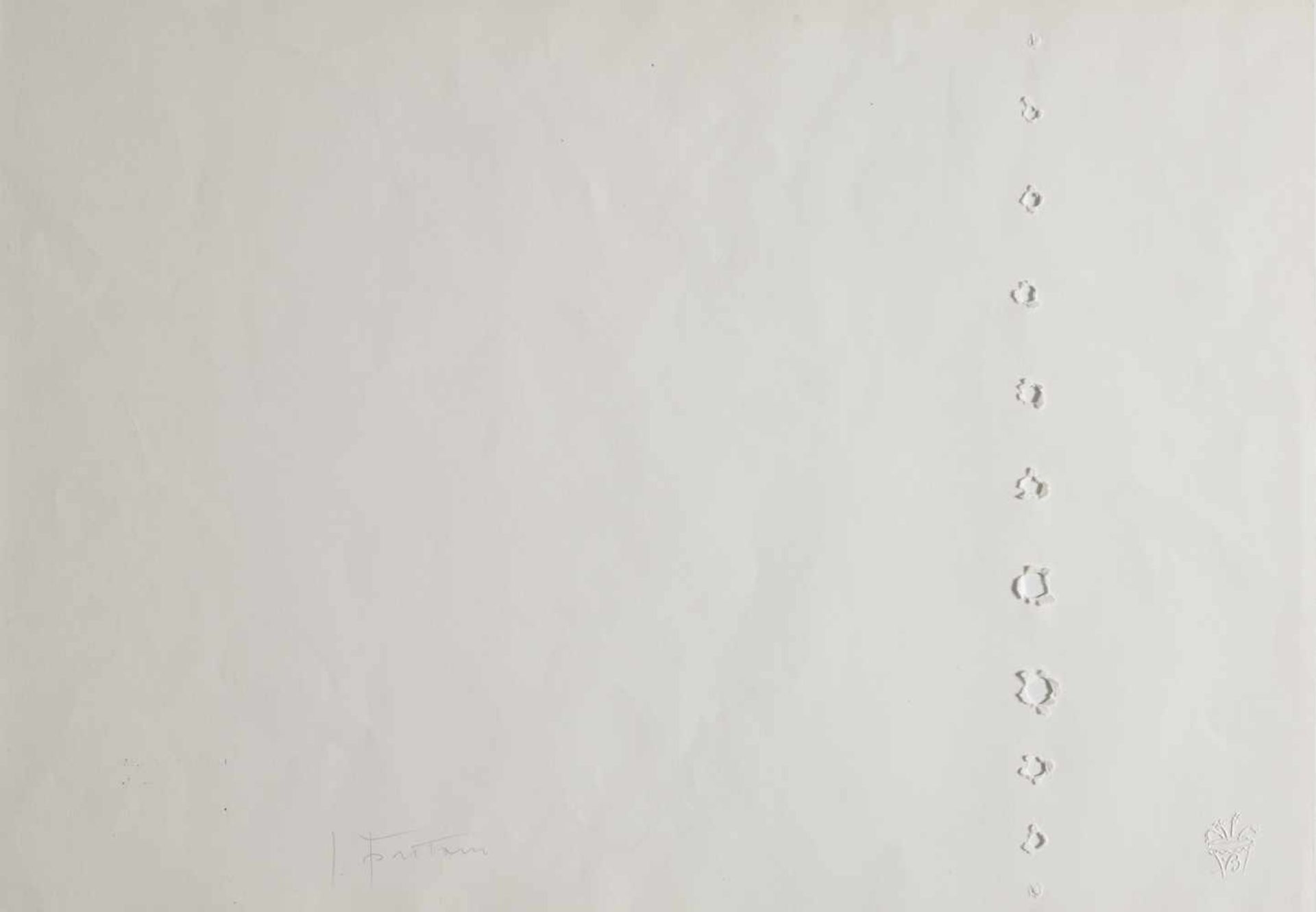 Lucio Fontana (Rosario 1899  Comabbio 1968)Concetto spaziale, 1965;Papier mit Perforationen, 35 x