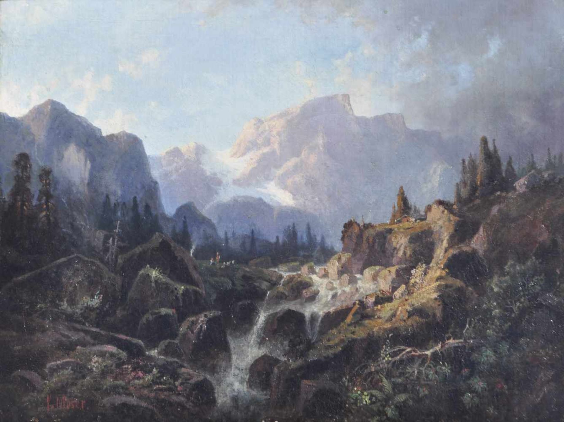 Karl (Vinzenz) Moser d. Ä. (Bozen/Bolzano 1819  1882)Dolomitenlandschaft;Öl auf Leinwand, 41 x 52,5