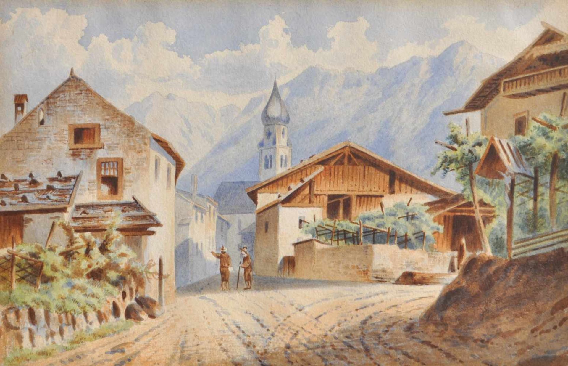 Wilhelm Settari (St. Pankraz im Ultental/ 1841  Meran/Merano 1905)Ulten;Aquarell, 17,5 x 28 cm,