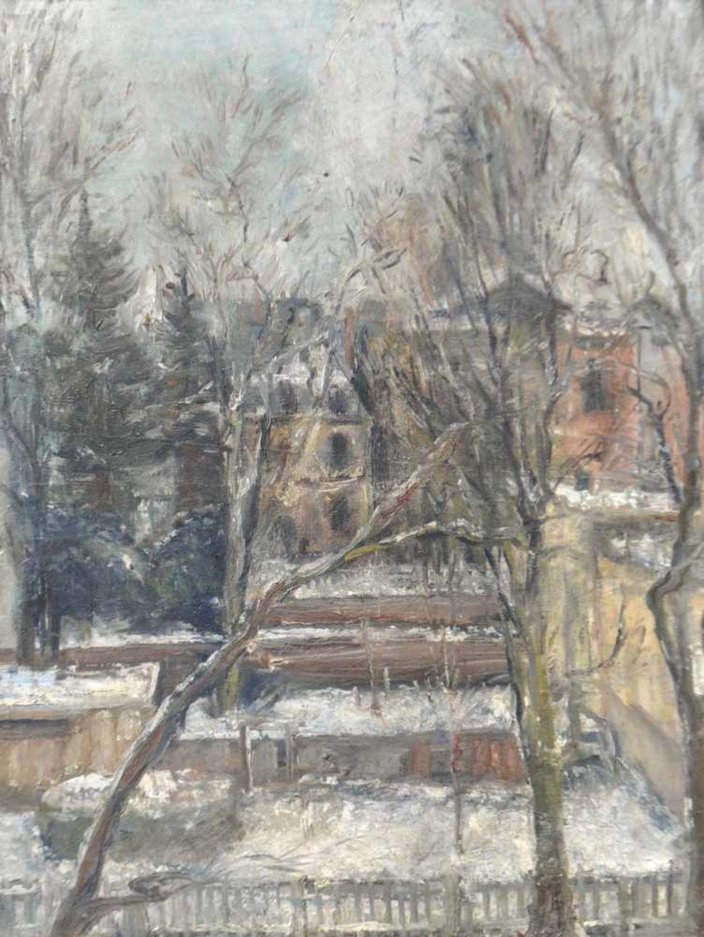 Toni Knapp (Schwaz 1902  1997)Blick aus dem Schwazer Atelier;Richtung Franziskanerkloster Öl auf