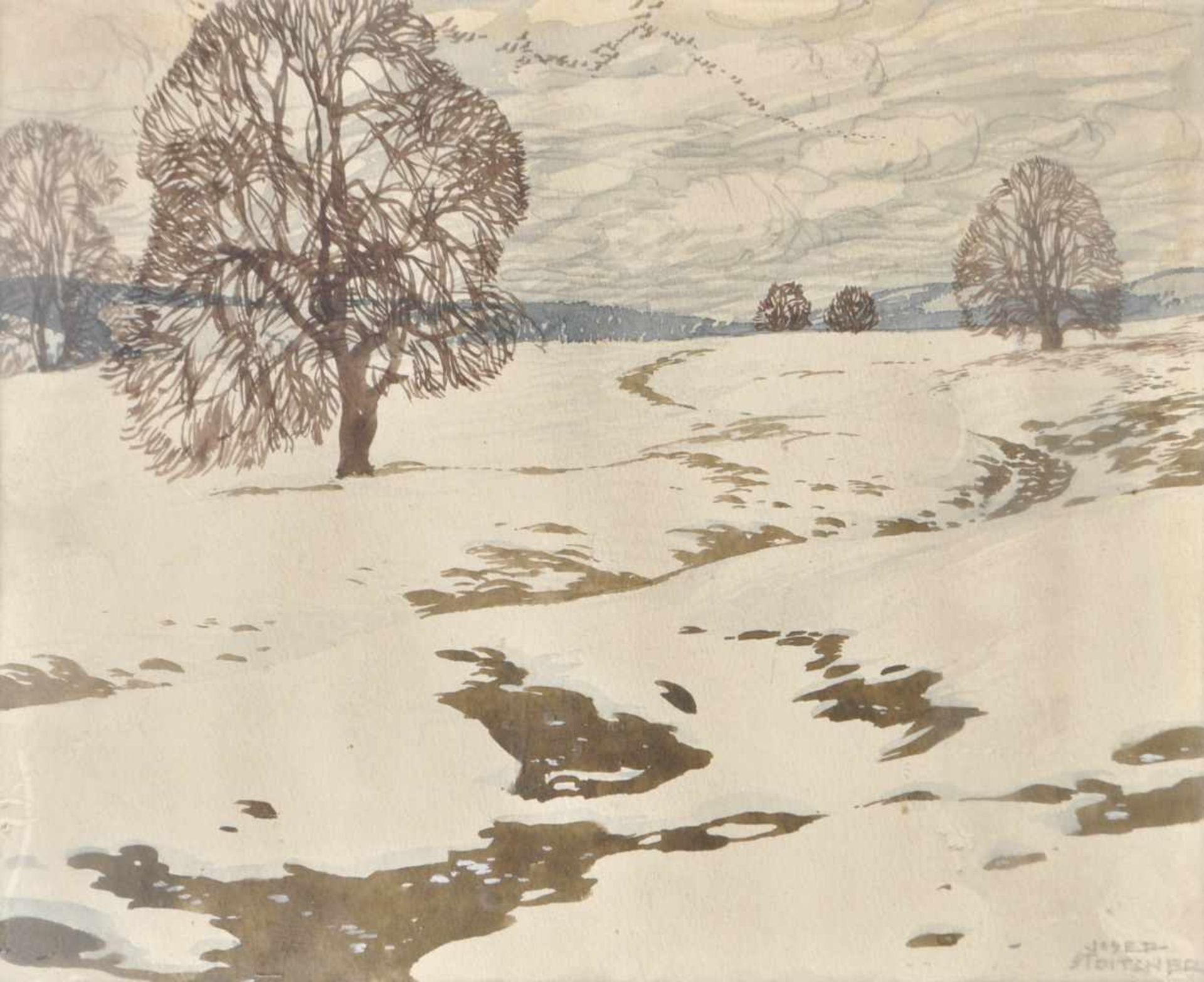 Josef Stoitzner (Wien/Vienna 1884  Bramberg am Wildkogel 1951)Winterlandschaft;Aquarell, 23 x 28,