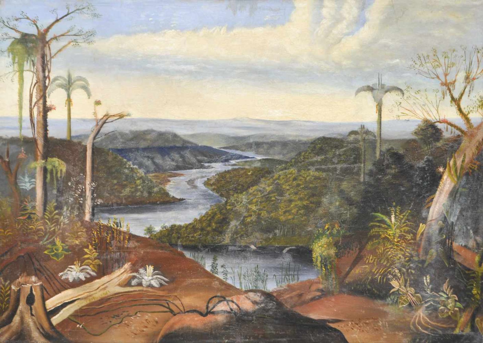 Rafael Troya Umfeld, 19. Jh./cerchia, Ottocento Blick auf das Amazonastiefland;Öl auf Leinwand, 47 x