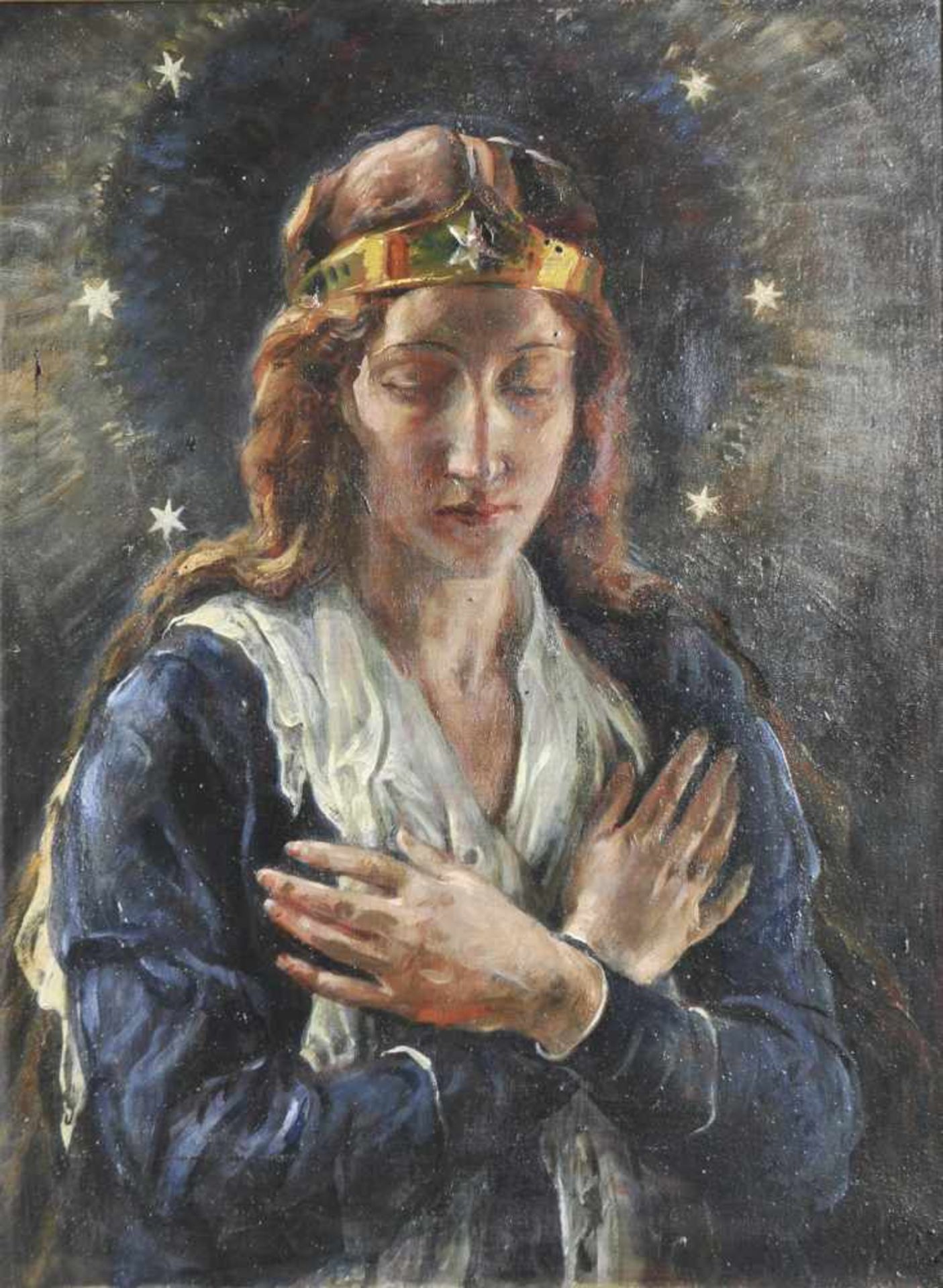 Thomas Riss (Haslach, Stams 1871  Innsbruck 1959)Madonna;Öl auf Karton, 73,5 x 55,5 cm, gerahmt