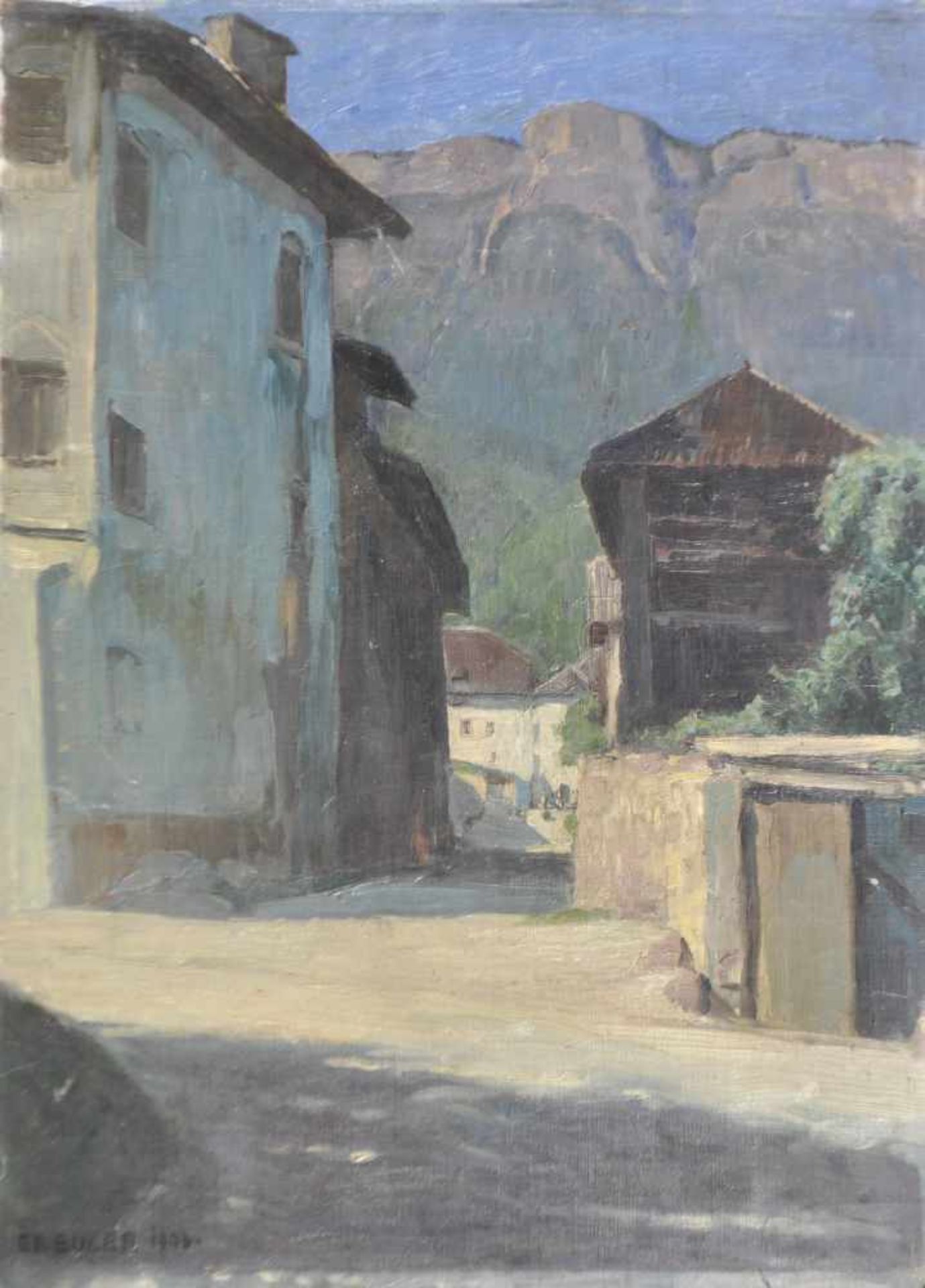 Eduard Euler (Düsseldorf 1867  Düsseldorf 1931)Straße in Eppan, 1903;Öl auf Leinwand auf Karton,