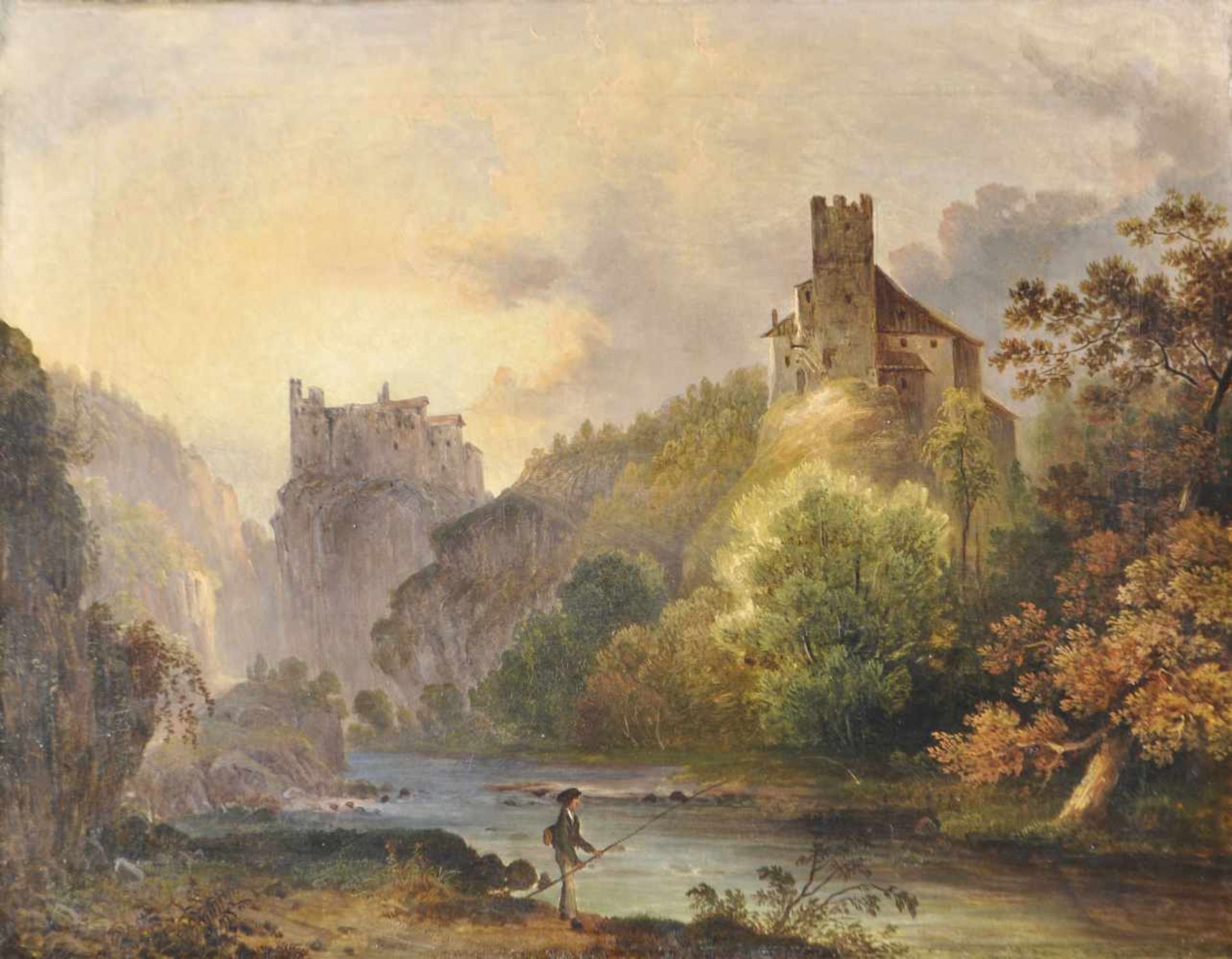 Karl (Vinzenz) Moser d. Ä. (Bozen/Bolzano 1819  1882)Schloss Ried und Schloss Runkelstein;Öl auf