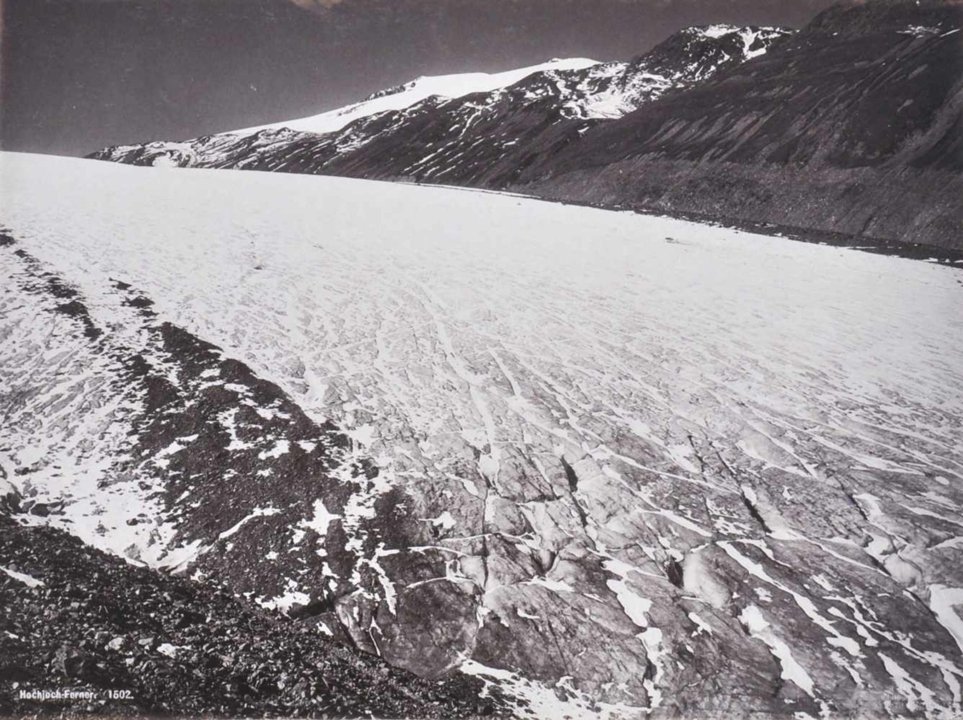 Fotograf um 1900/Fotografo del 1900 ca. Hochjoch-Ferner;Rückseite: Kurzras 19,3 x 26,6 cm