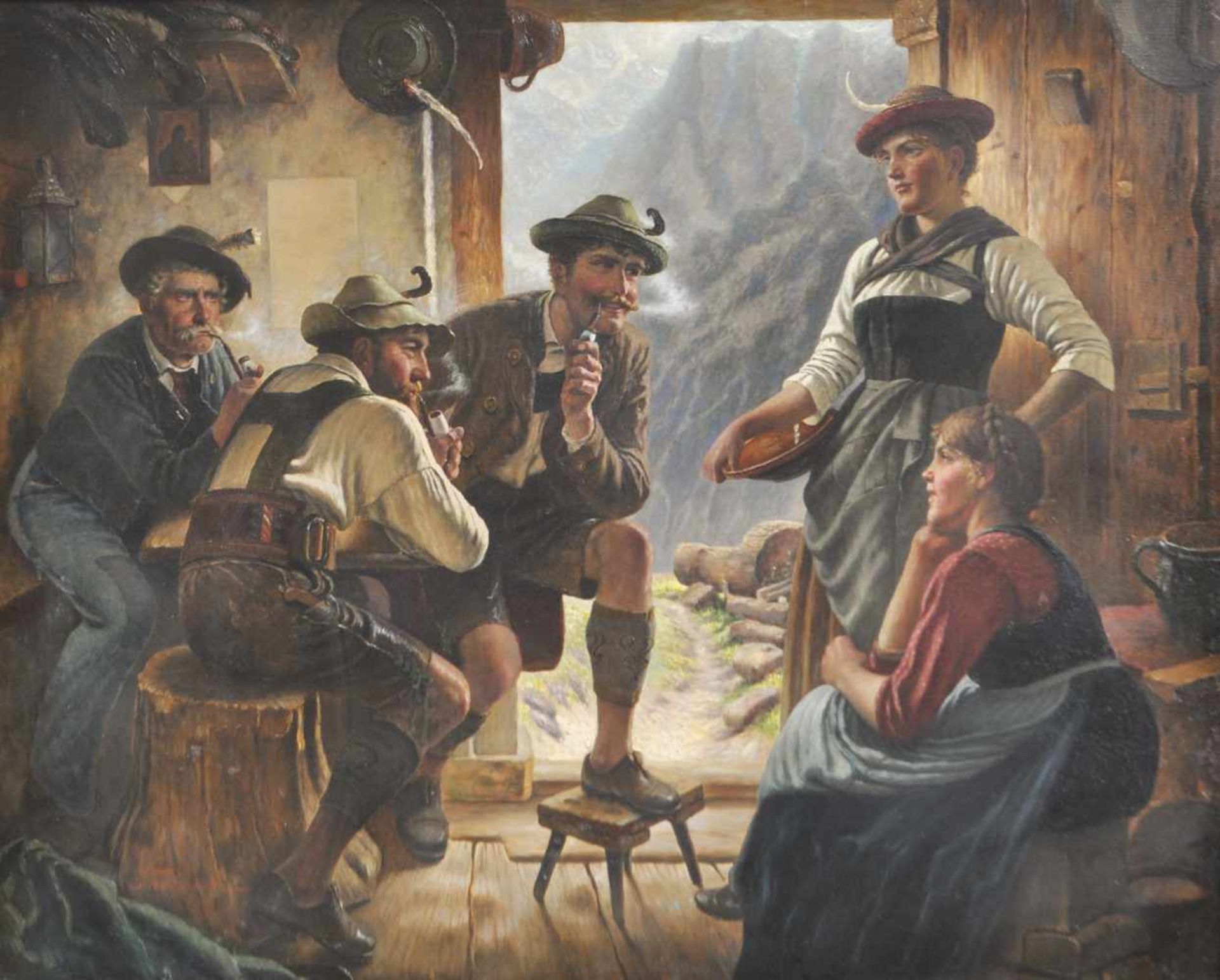 Maximilian Wachsmuth (Laßrönne, Winsen 1859  München 1912)Auf der Alm;Öl auf Leinwand, 80 x 100 cm,