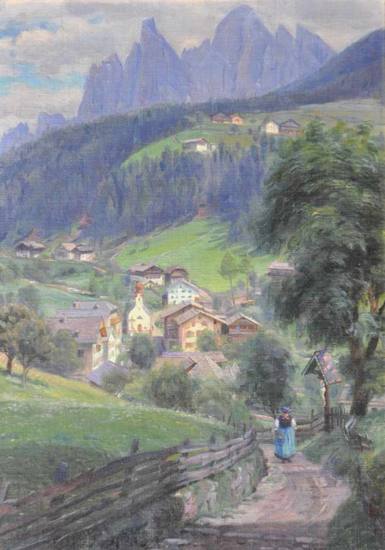 Richard Wolff (Esseg 1880  Bozen/Bolzano 1964)Villnöss;Öl auf Malkarton, 43,5 x 30,5 cm, gerahmt