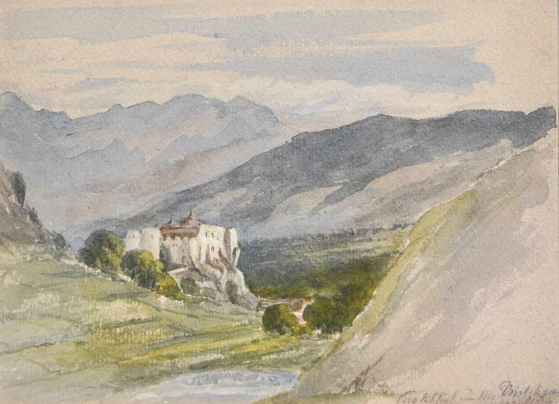 Hannah Elizabeth Taylor (England/Inghilterra 1826  1899)Kastelbell, um 1865;Aquarell, 12,3 x 16,6