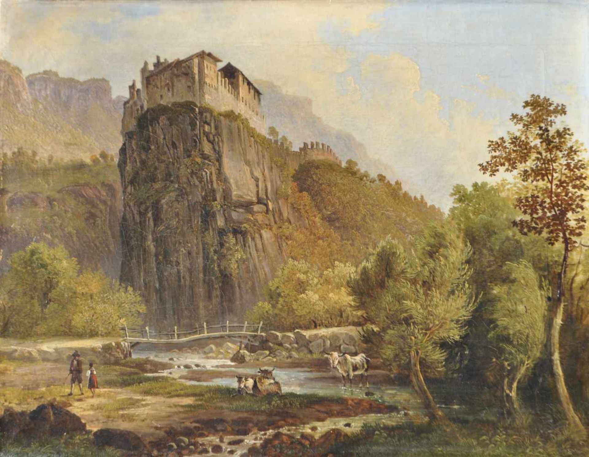 Karl (Vinzenz) Moser d. Ä. (Bozen/Bolzano 1819  1882)Schloss Runkelstein bei Bozen;Öl auf Leinwand,