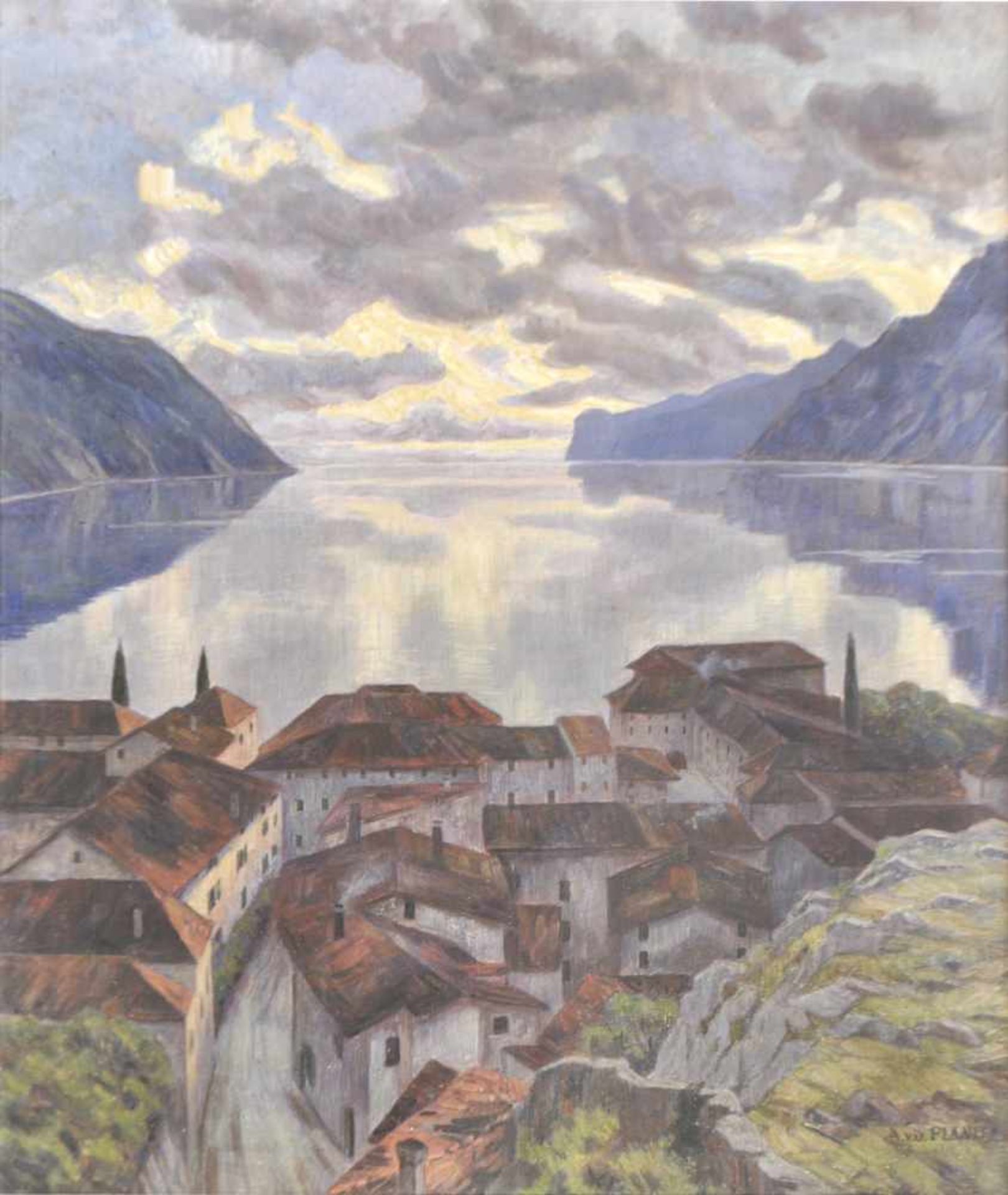 Ada von der Planitz (1880  1936, tätig in Meran/attiva a Merano)Torbole, 1919;Tempera auf Leinwand,