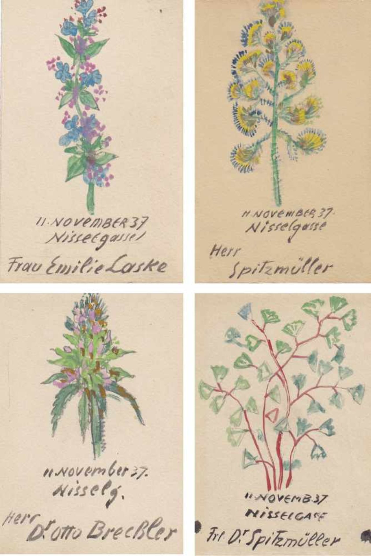 Oskar Laske (Czernowitz 1874  Wien/Vienna 1951)Blumen  Vier Karten anlässlich der
