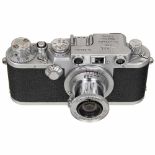 Leica IIIf with Elmar 3,5/5 cm, 1951/52Leitz, Wetzlar. No. 609404, chrome, red-dial synchronization,